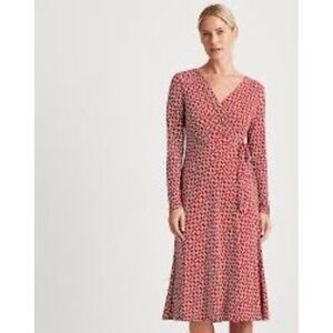 Ralph Lauren Size 6 Wrap Front Shift Dress Red Chain Print Equestrian Preppy